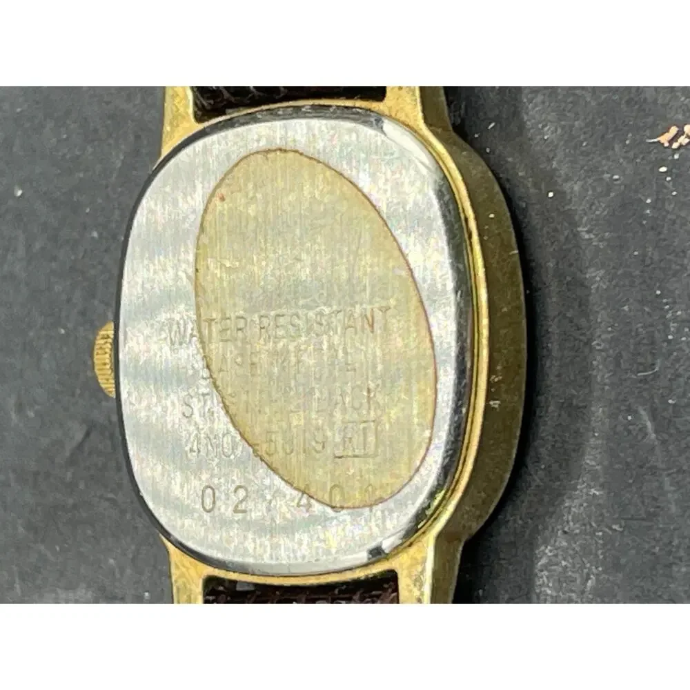 Vintage Seiko Watch Women's Champagne Dial Gold Tone Oval 4N01-5819 Brown Band